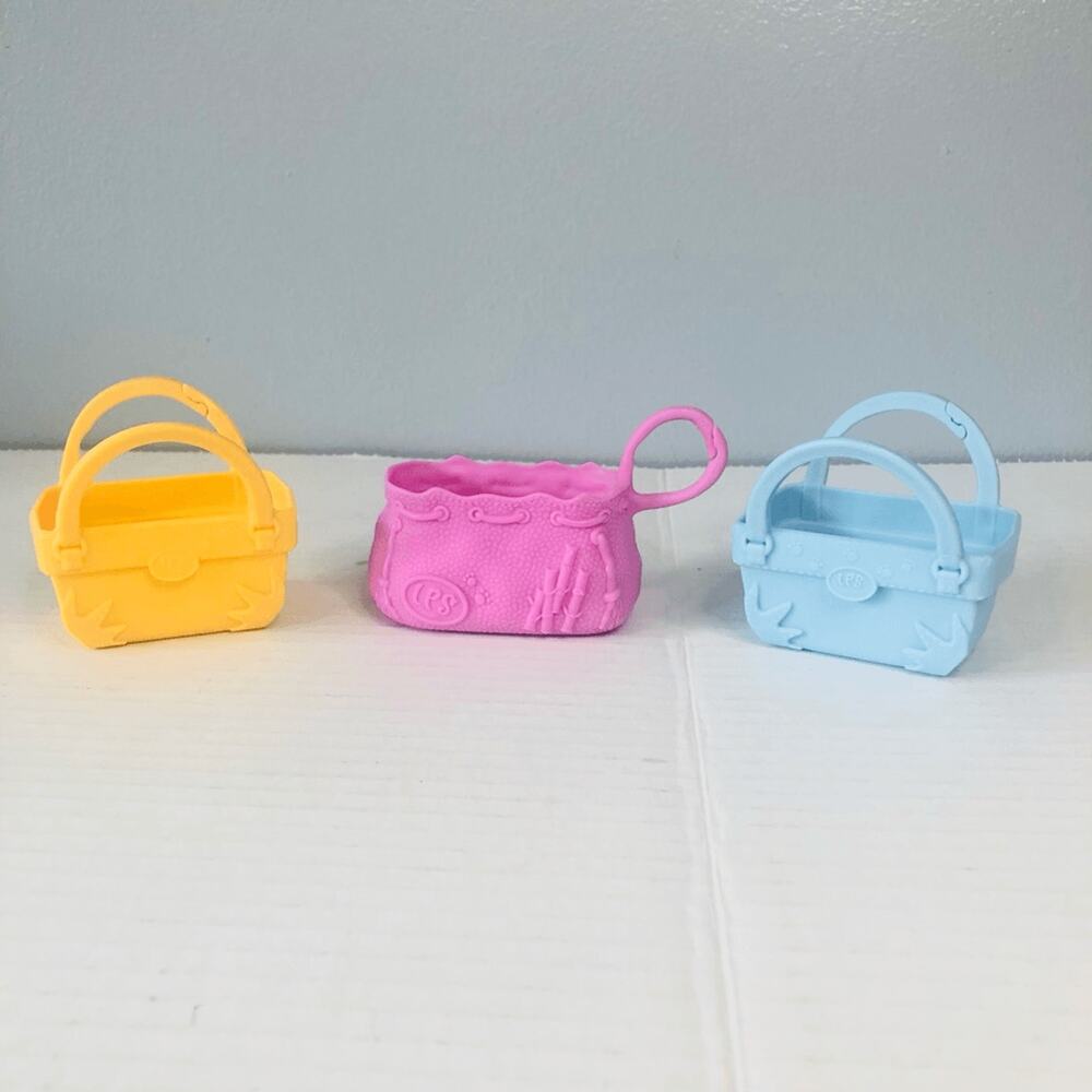 littlest pet shop‎ lot of 3 pet carriers yellow pink blue hasbro lps accessories